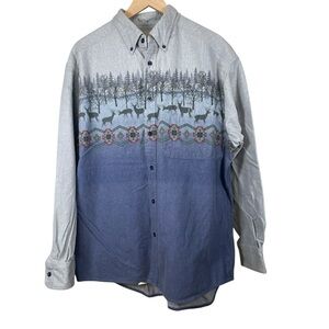 Cabela’s Deerskin Soft Chamois Men’s Deer Scene Button Down Shirt